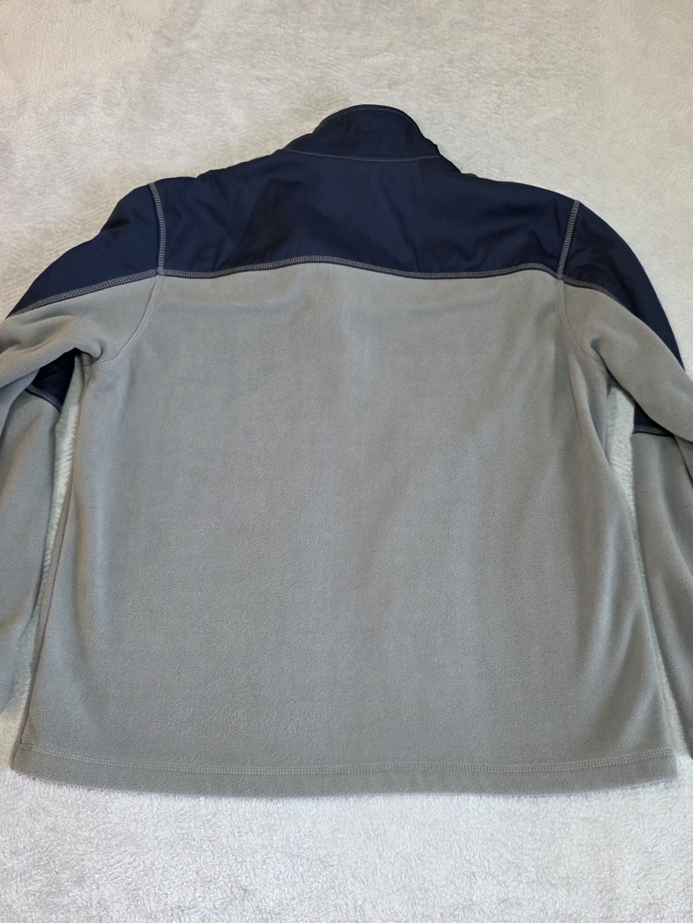 Starter Mens L Gray Navy Quarter Zip Fleece Pullover Colorblock - Picture 3 of 10